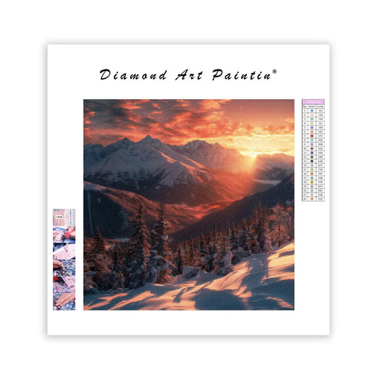 Golden Sunrise Over Mountains - Diamond Painting