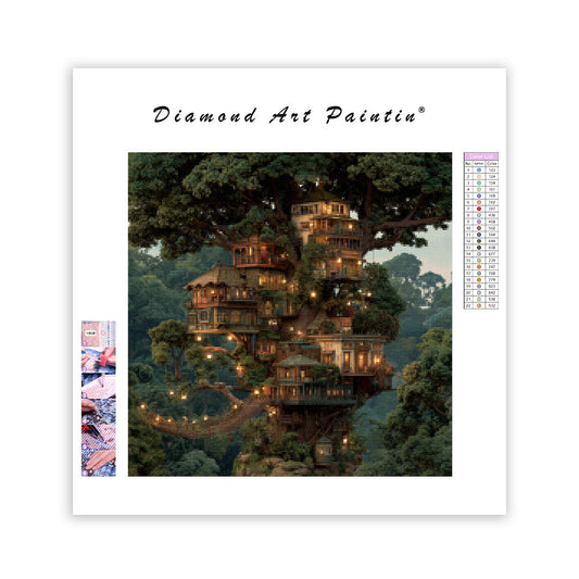Enchanted Oak Treehouse - Diamond Painting