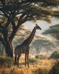Giraffe Browsing the Acacia Trees - Diamond Painting
