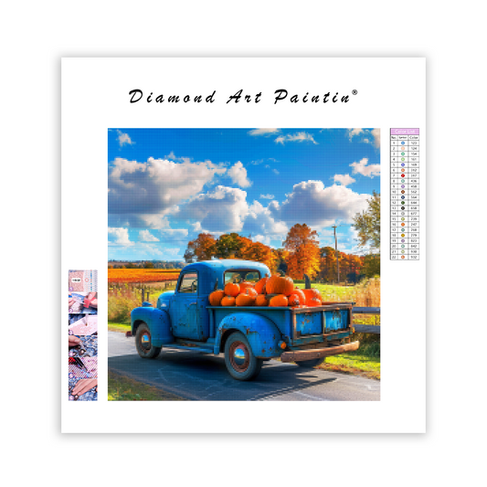 Pumpkin Truck in Fall - Diamond Painting