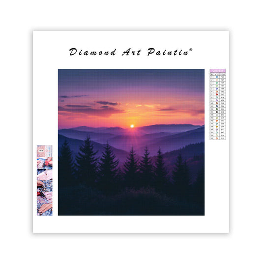 Sunset Mountain Serenity - Diamond Painting