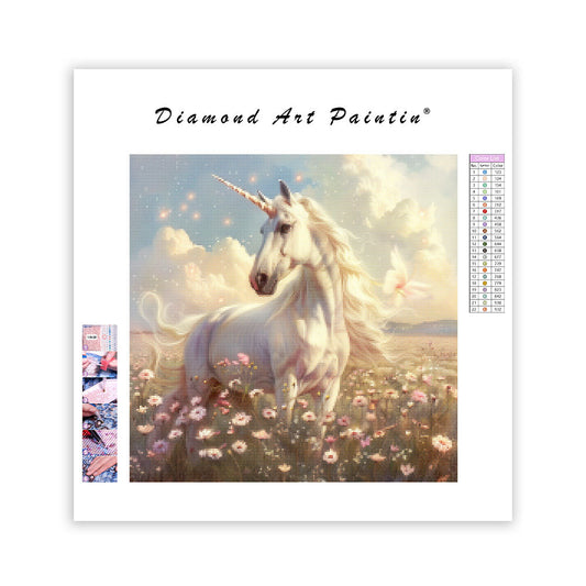Unicorn in the Flower Patch - Diamond Painting