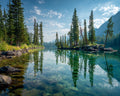 Pine Trees by Lake - Diamond Painting