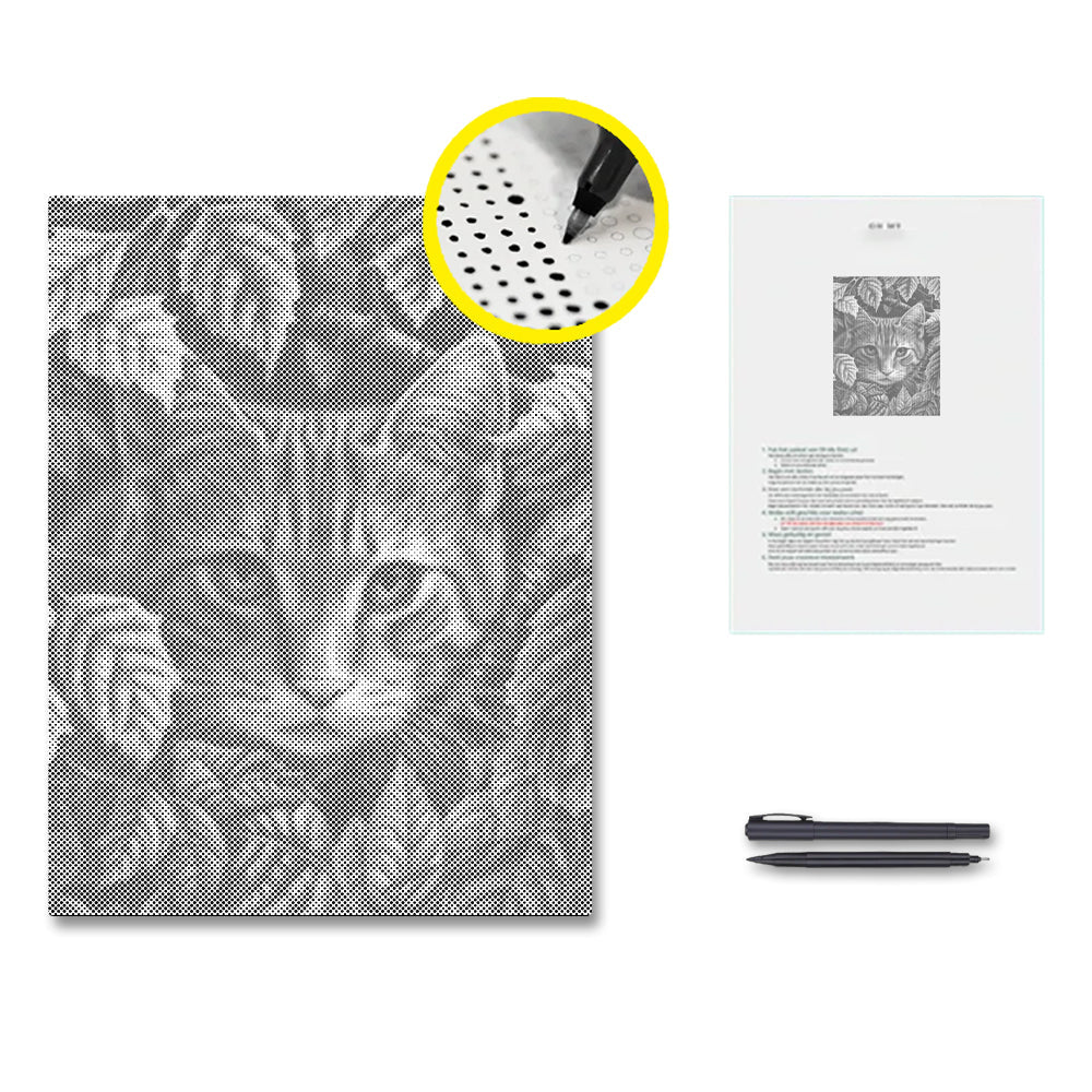 Leaves and Cat - Dot Painting