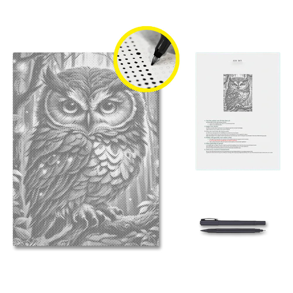 Blue Owl - Dot Painting