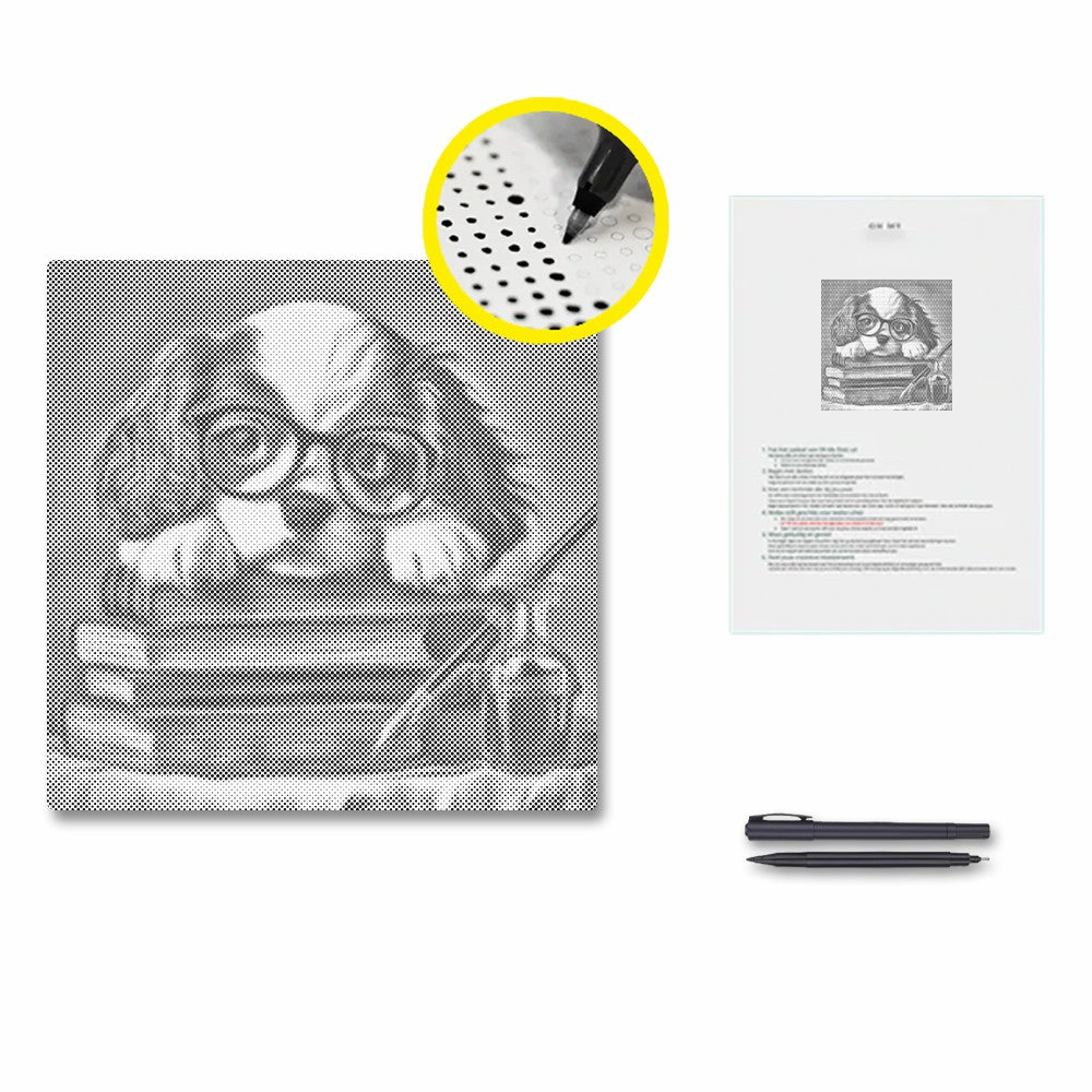 Bookish Puppy Charm - Dot Painting