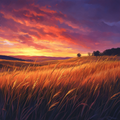 Sunset Grassland - Diamond Painting
