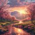 Sunset Blossom Valley - Diamond Painting