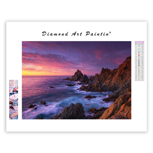 Rocky Coastline at Dusk - Diamond Painting