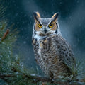 Great Horned Owl in Snow - Diamond Painting