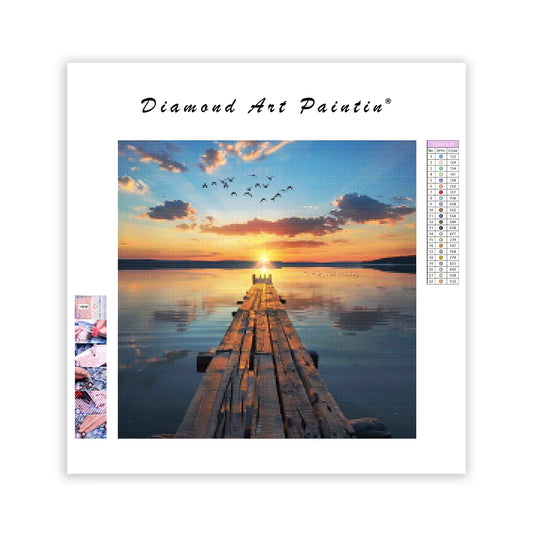 Sunset Lake Pier - Diamond Painting