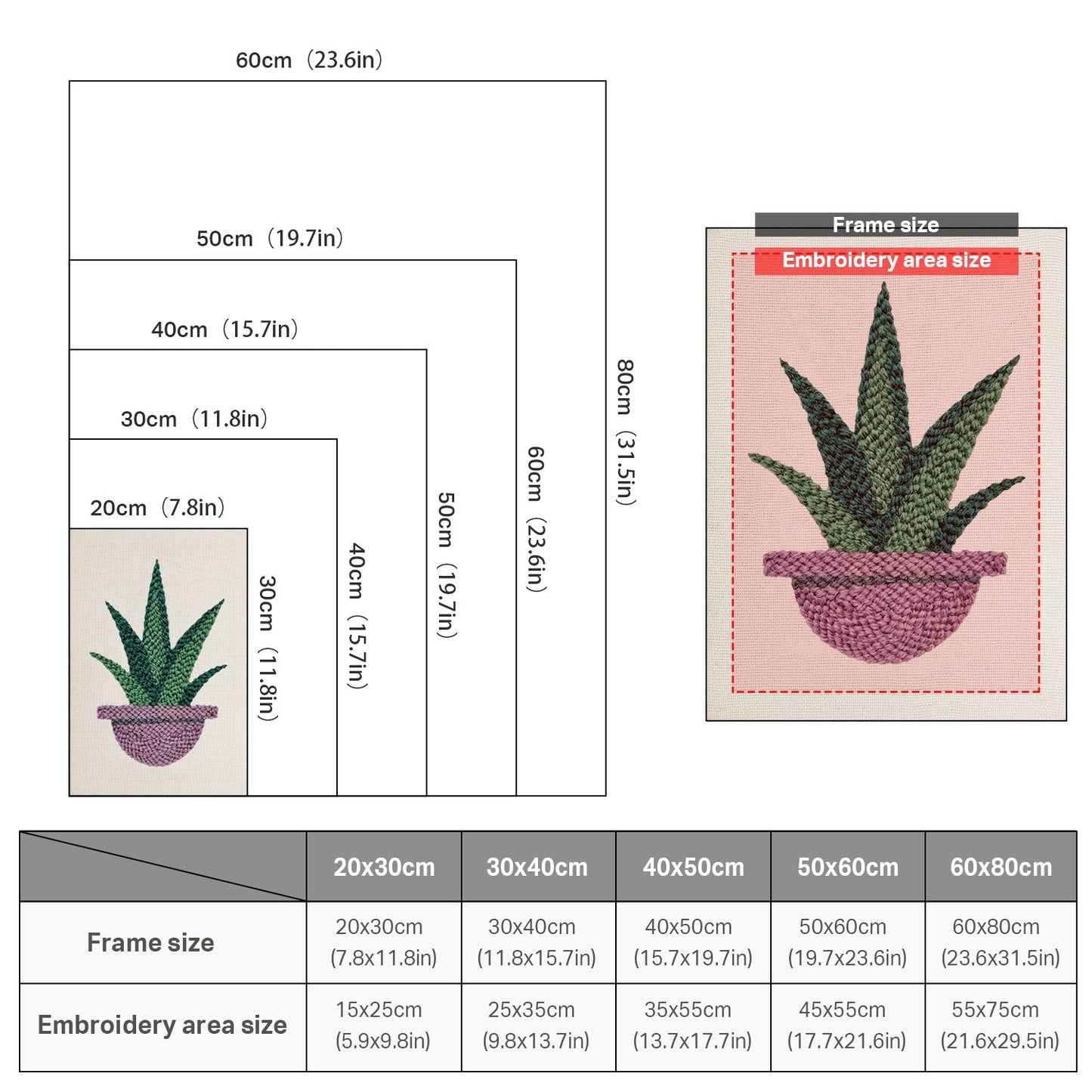 Green Plant in Purple Pot - Punch Needle