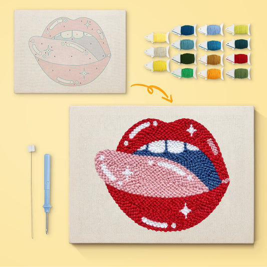 Lips and Tongue - Punch Needle