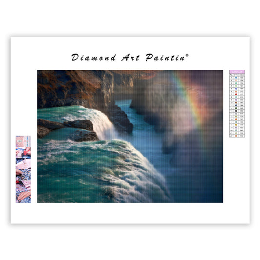 Glistening Waterfall with Rainbow Mist - Diamond Painting