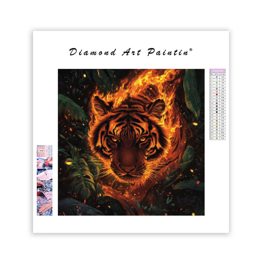 Fiery Tiger in the Jungle - Diamond Painting