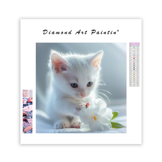 Gardenia White Cat - Diamond Painting