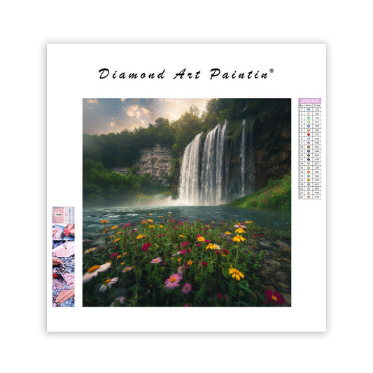 Serene Waterfall - Diamond Painting
