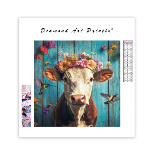 Floral Cow - Diamond Painting