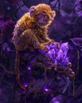 Colorful crystal monkey portrait created as diamond painting artwork