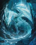 Ancient frozen wyrm with icy scales in diamond painting artwork