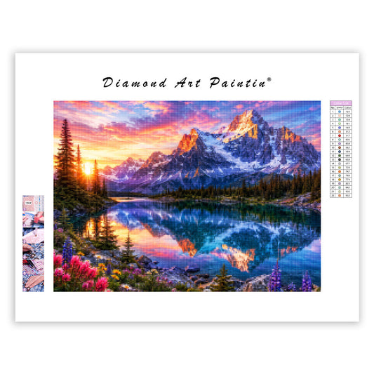 Alpine Sunrise Lake - Diamond Painting
