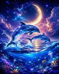 Moonlit Dolphin Dreams - Diamond Painting