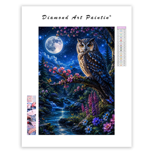 Moonlit Owl Haven - Diamond Painting