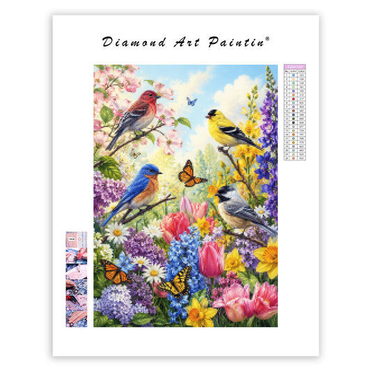 Spring Songbird Garden - Diamond Painting