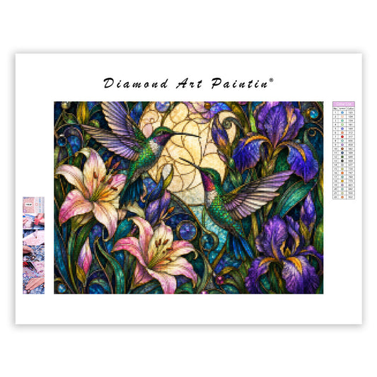 Stained Glass Hummingbirds - Diamond Painting
