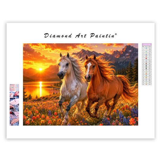 Sunset Horses - Diamond Painting