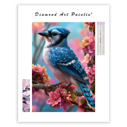 Crystal Blue Jay - Diamond Painting