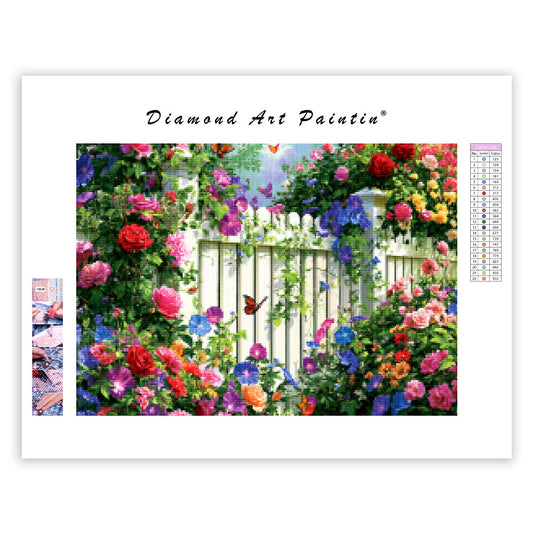 Floral Hedge Fence - Diamond Painting