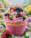 Garden Collage Cupcake - Diamond Painting
