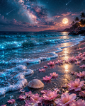 Fluorescent Beach - Diamond Painting