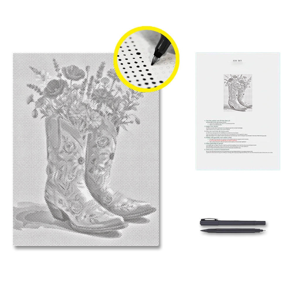Boots and Blooms - Dot Painting