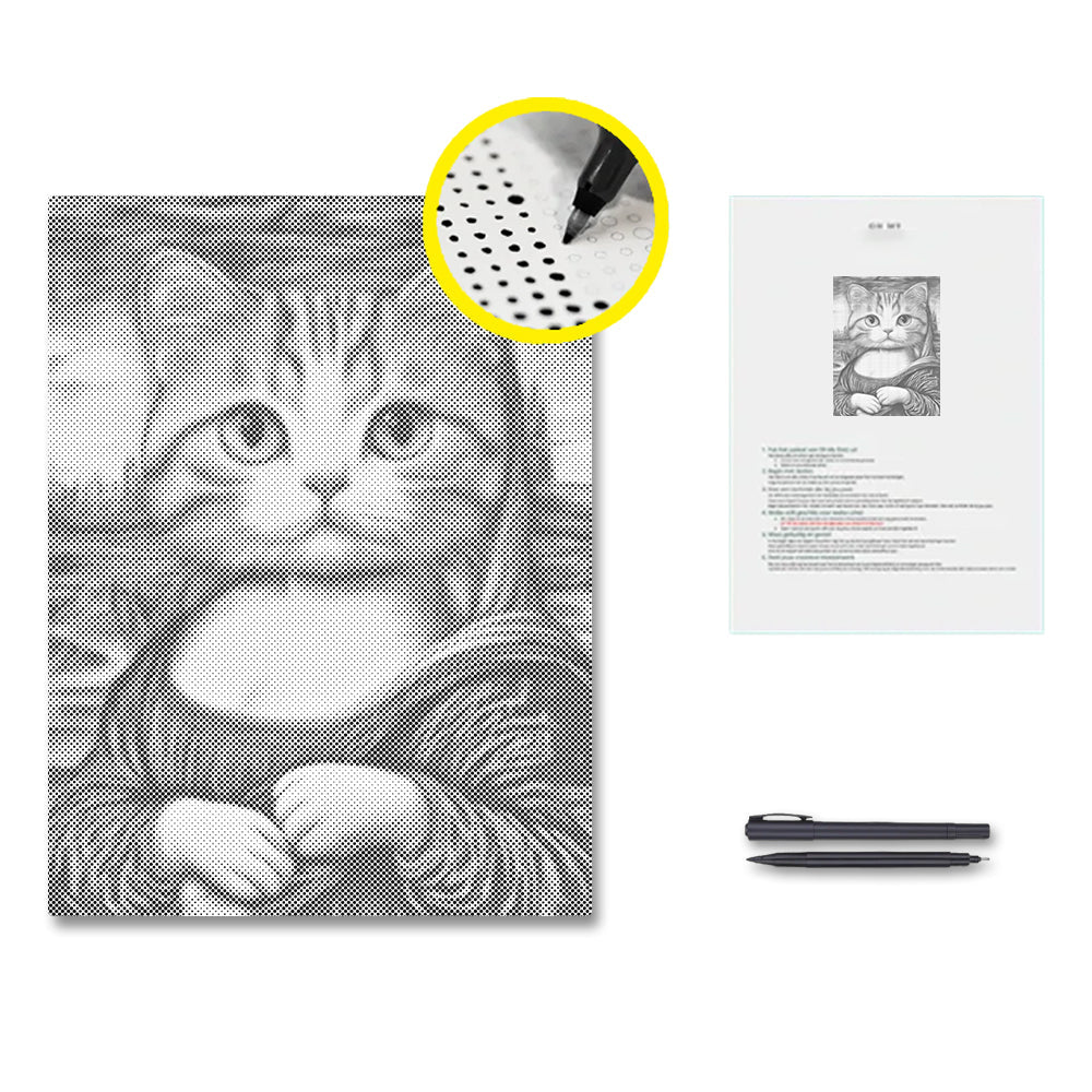 Mona Lisa Cat - Dot Painting