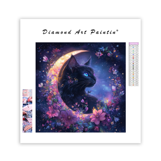 Enchanted Cat and Moon - Diamond Painting