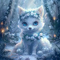 Snowy Flower Fox - Diamond Painting