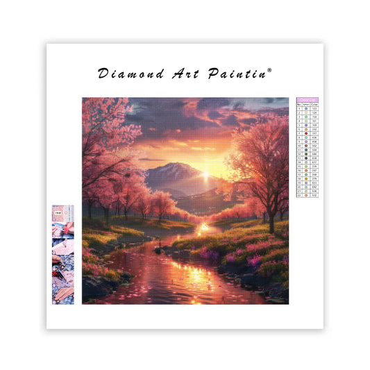 Sunset Blossom Valley - Diamond Painting