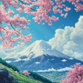 Cherry Blossoms and Mount Fuji - Diamond Painting