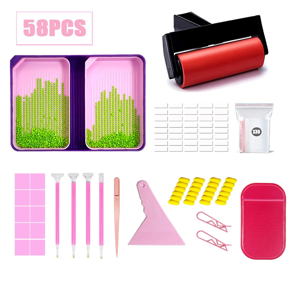 Diamond Painting Tools Funnel Dot Drill Tray Set 58-Gate Storage Box Combination - Gift