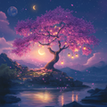 Magical Cherry Blossom Tree - Diamond Painting