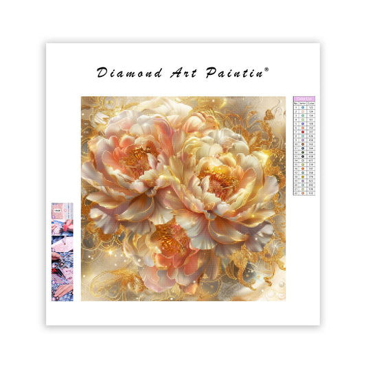 Golden Peony Palace - Diamond Painting
