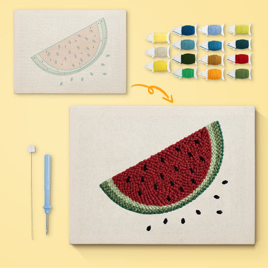 Watermelon Slice with Seeds - Punch Needle