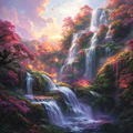 Colorful Waterfall Landscape - Diamond Painting