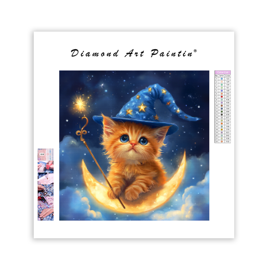 Magical Kitten on Moon - Diamond Painting