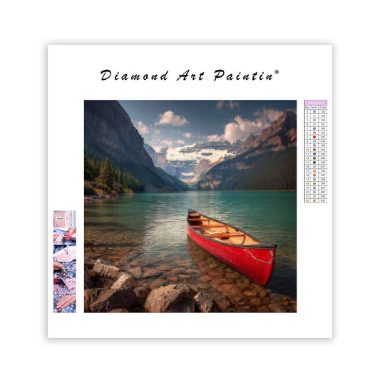Lake Louise Emerald Canoe - Diamond Painting
