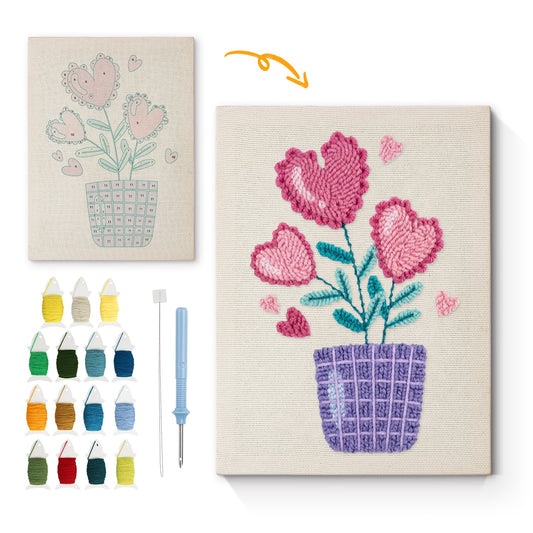 Heart-Shaped Plant - Punch Needle
