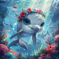 Coral Wreath Dolphin - Diamond Painting
