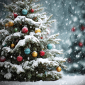 Snow-covered Christmas Tree - Diamond Painting